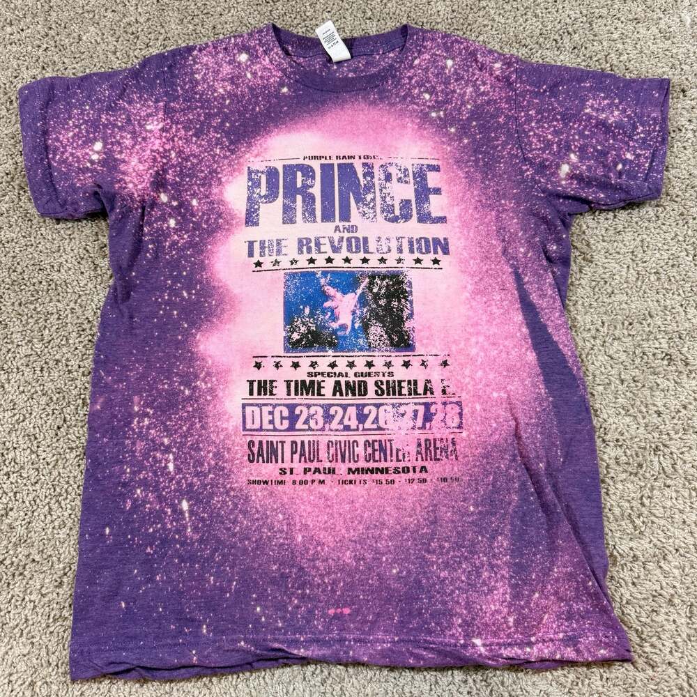 Prince The Revolution Galaxy All Over Print Band Tee Purple Small‎ EUC